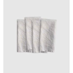 Set Of 4 Quince European Flax Linen Napkins Light Grey Soft Durable